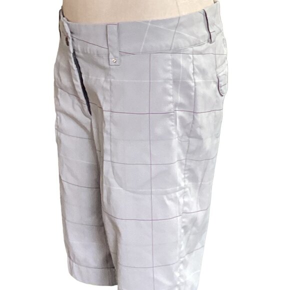 Nike Golf Dri Fit Womens Windowpane Plaid Bermuda Shorts M/10 Gray 137R - Picture 3 of 8